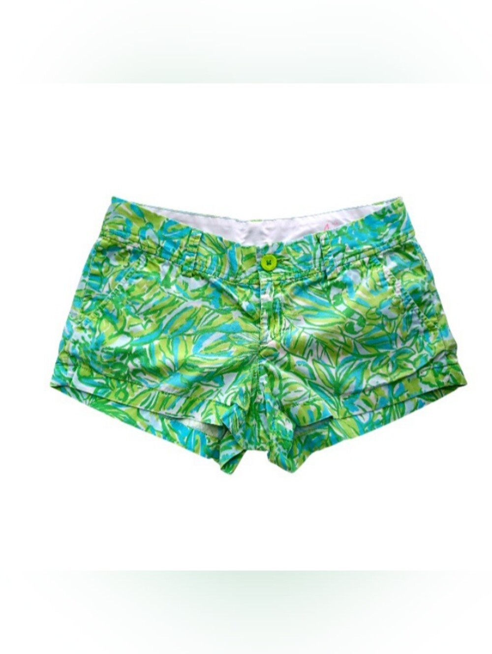 Lilly Pulitzer Walsh Shorts Parrot Blue/ Green Palm Leaf Print, Size 4